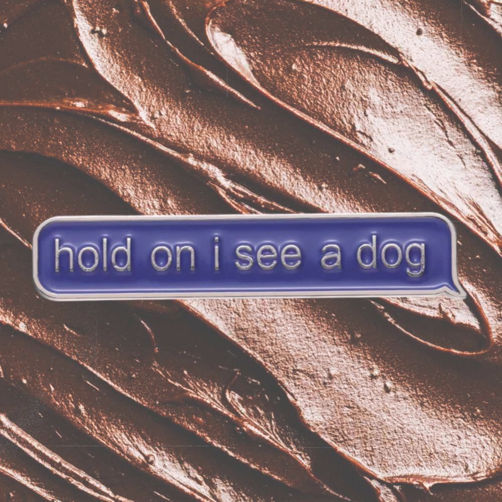 HOLD ON I SEE A DOG PIN